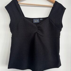 Anthropologie Black Ribbed Cap Sleeve Muscle Tee